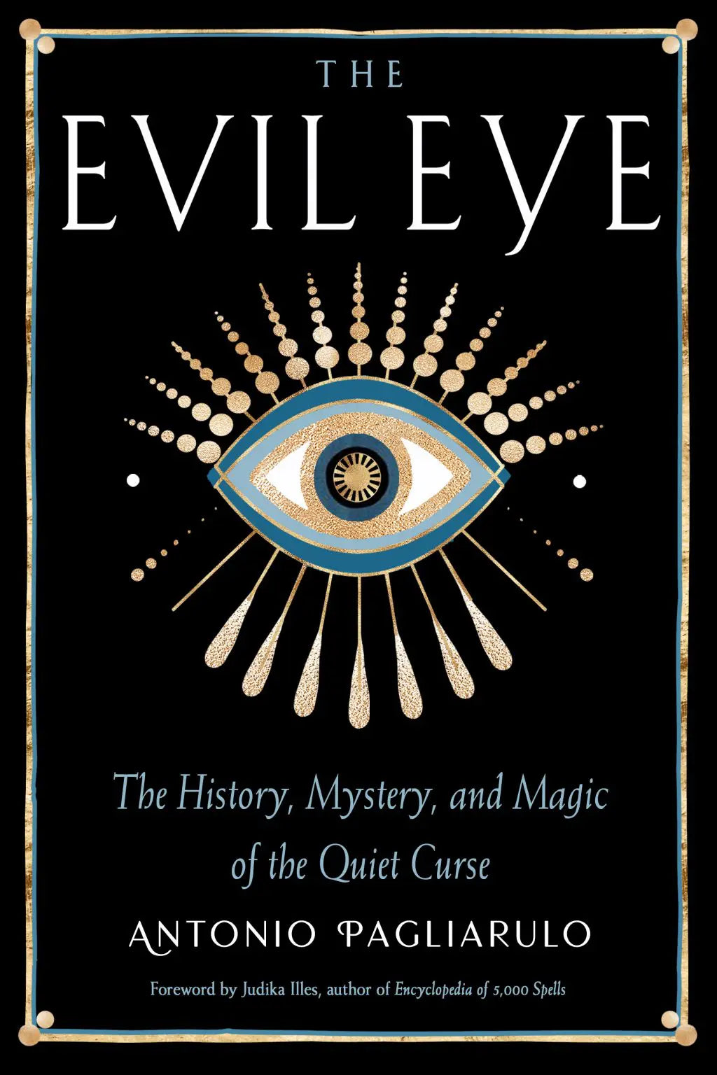 Book cover image showing an evil eye; blue, white, gold