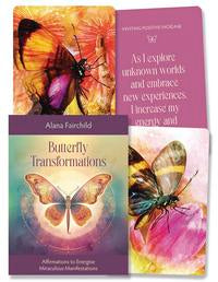 Image of Butterfly Transformations; 4 cards. Three with butterflies on with text