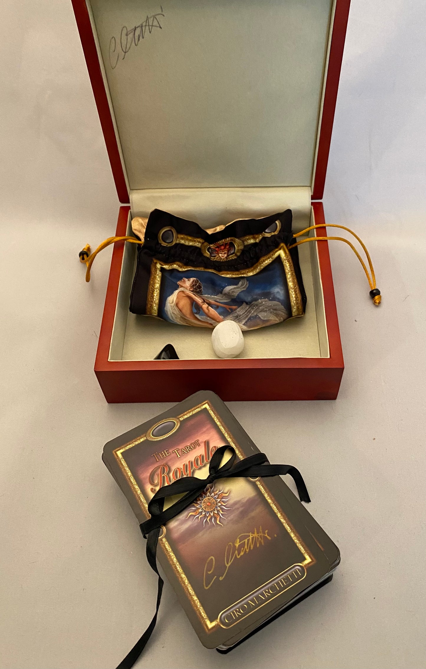 tarot deck, box, and bag