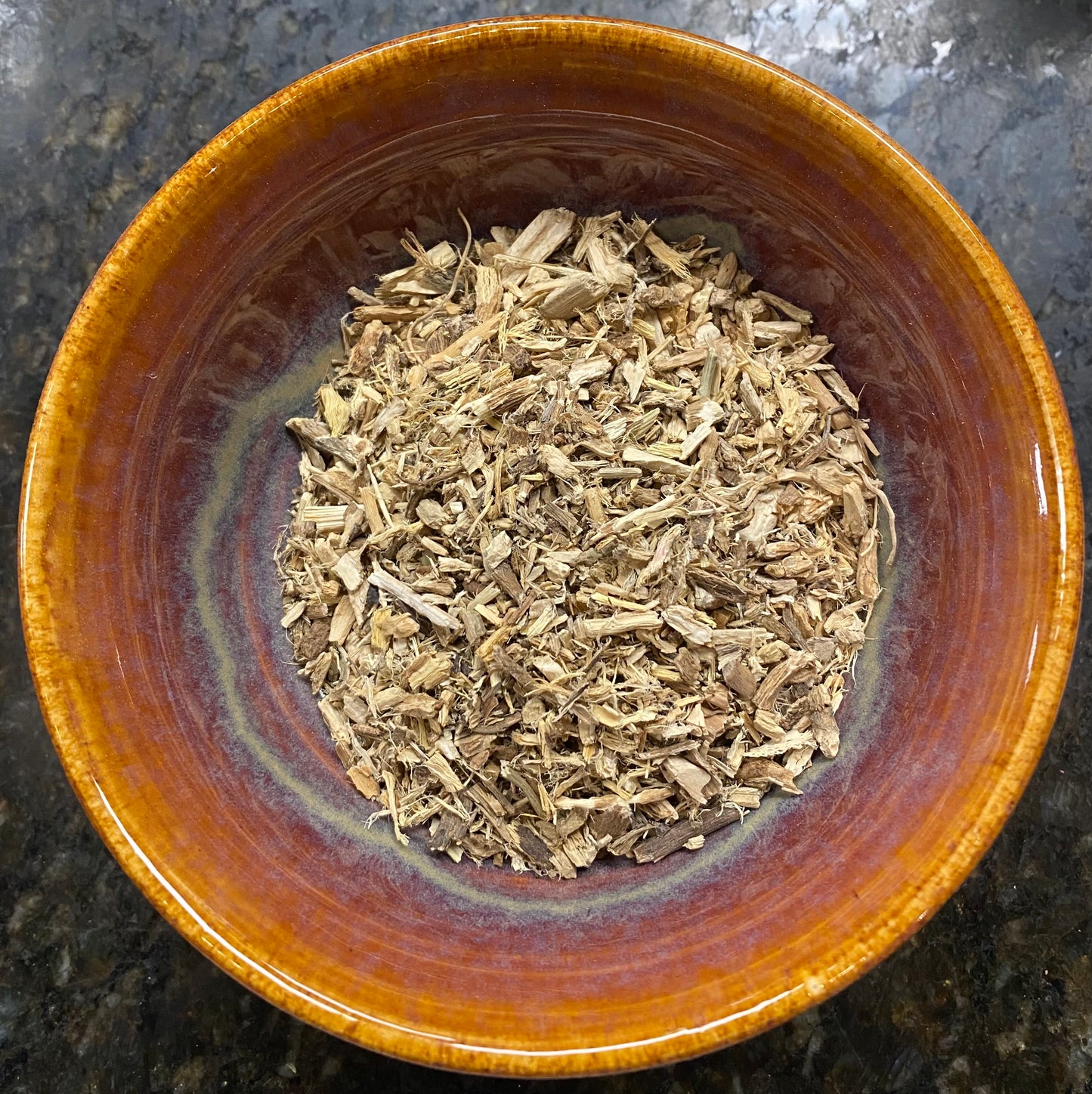 image of Chicory Root Cut & Sifted Organic in orange bowl