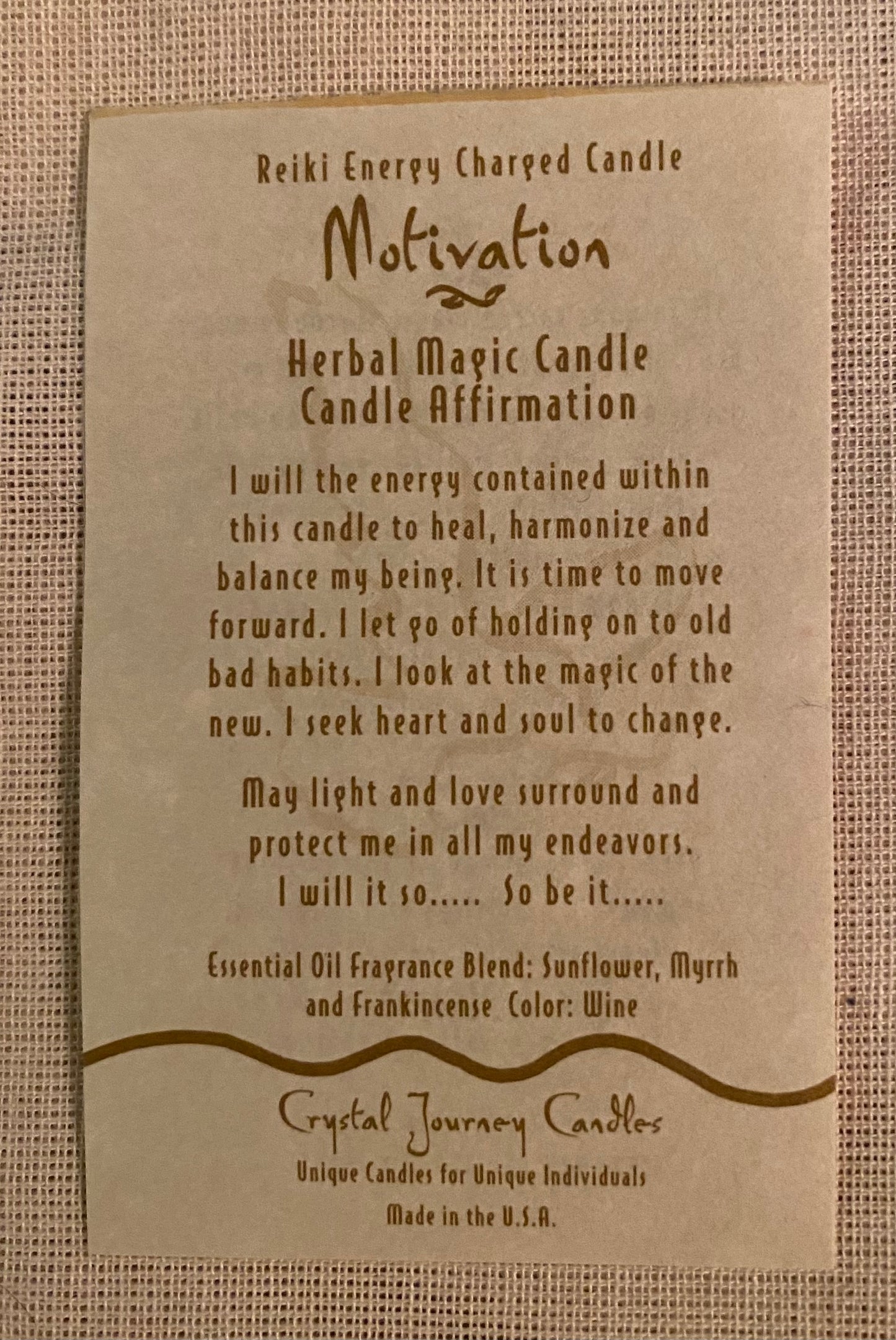 Candle Votive Motivation Wine Affirmation Card