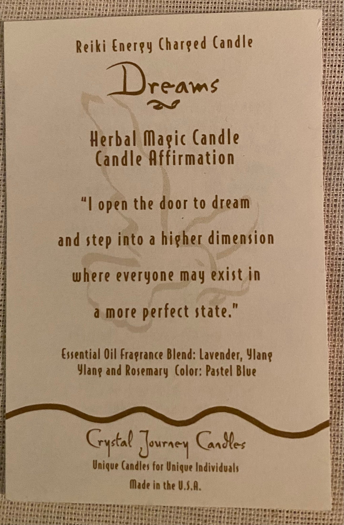 Candle Votive Dreams Pastel Blue Affirmation Card