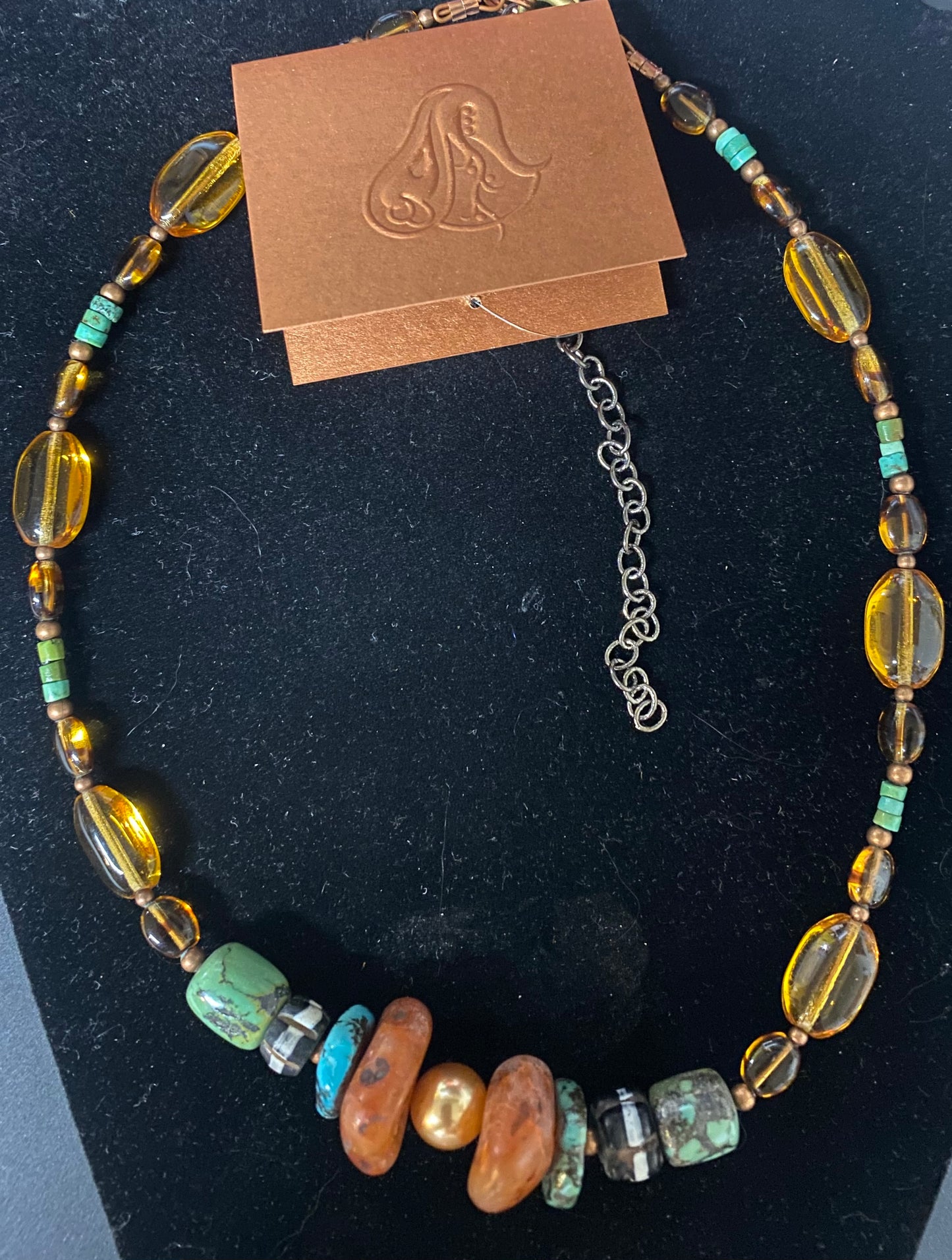 Necklace Carnelian Turquoise Pearl