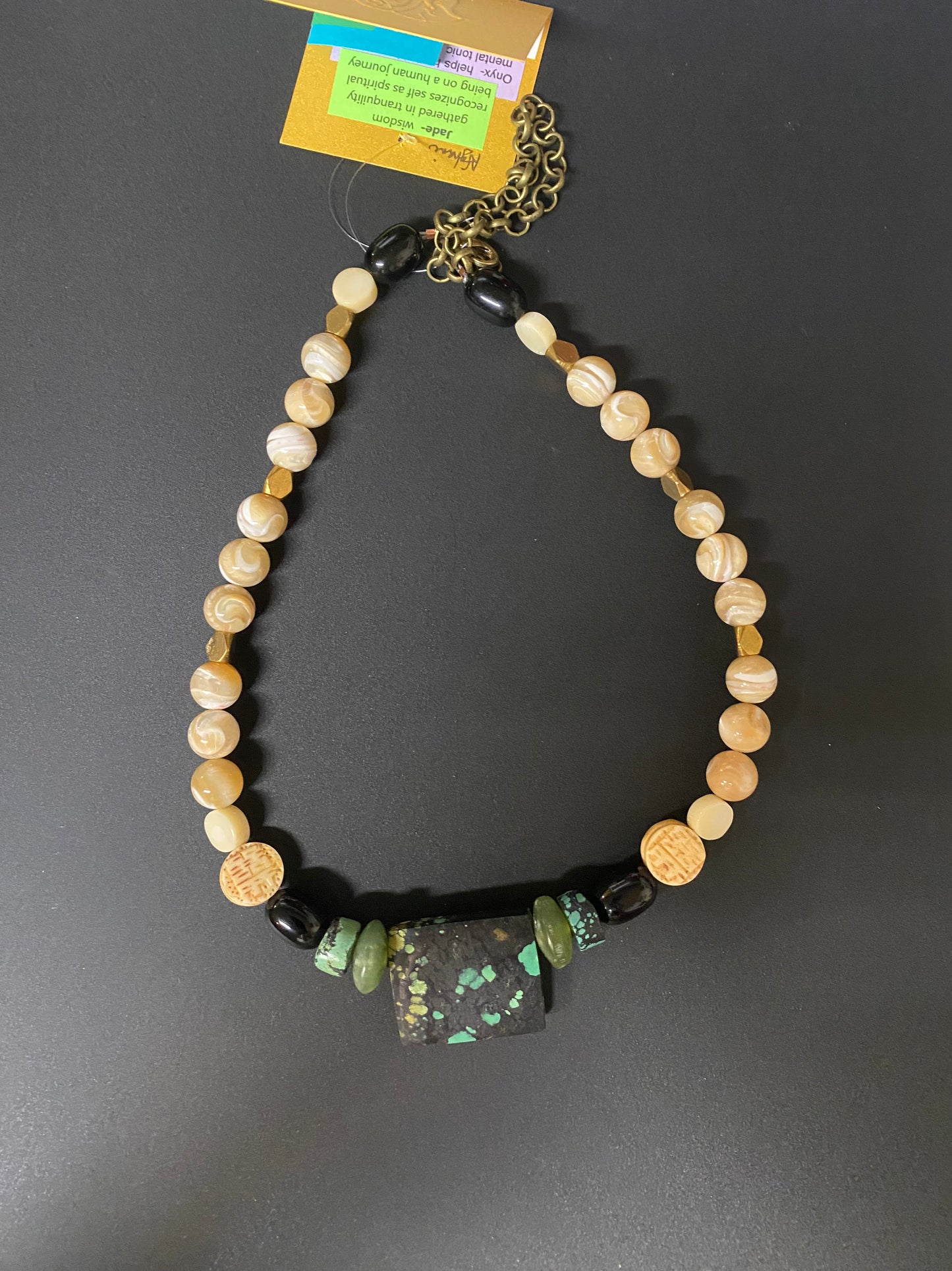 Necklace Jade Onyx Turquoise Coral