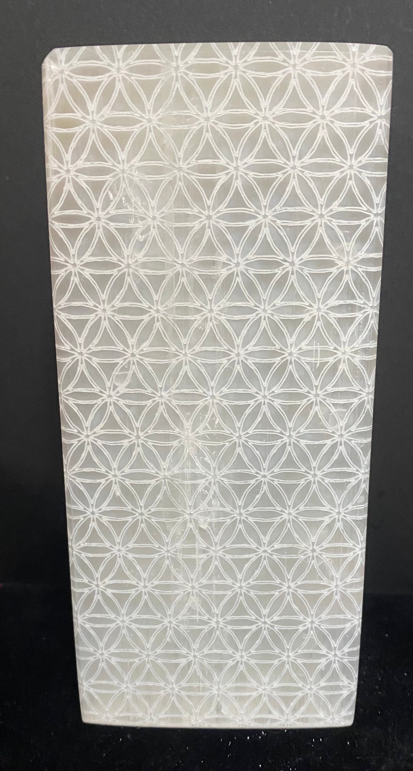 Selenite Flower of Life White Lamp