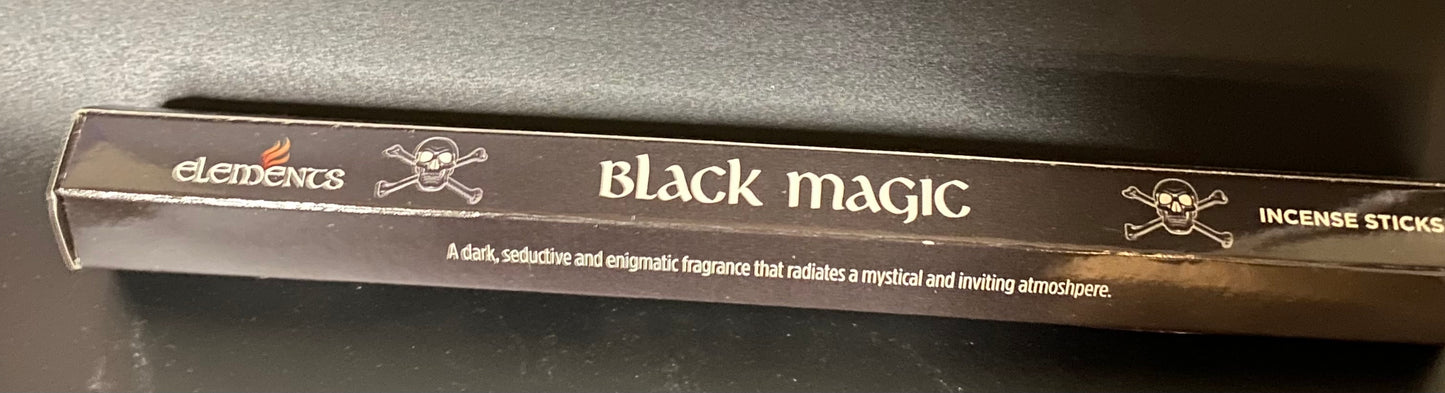 Box of Elements Black Magic incense sticks on a dark background