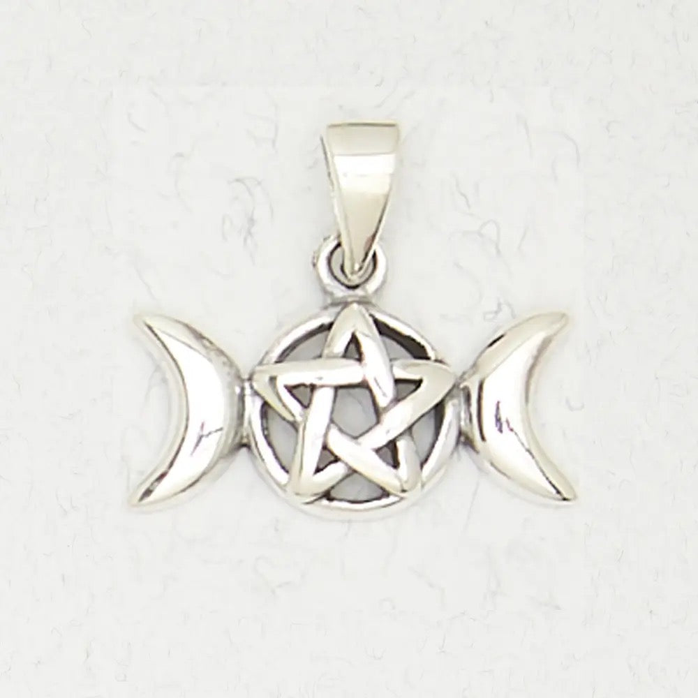 Pendant Triple Moon with Pentacle SS