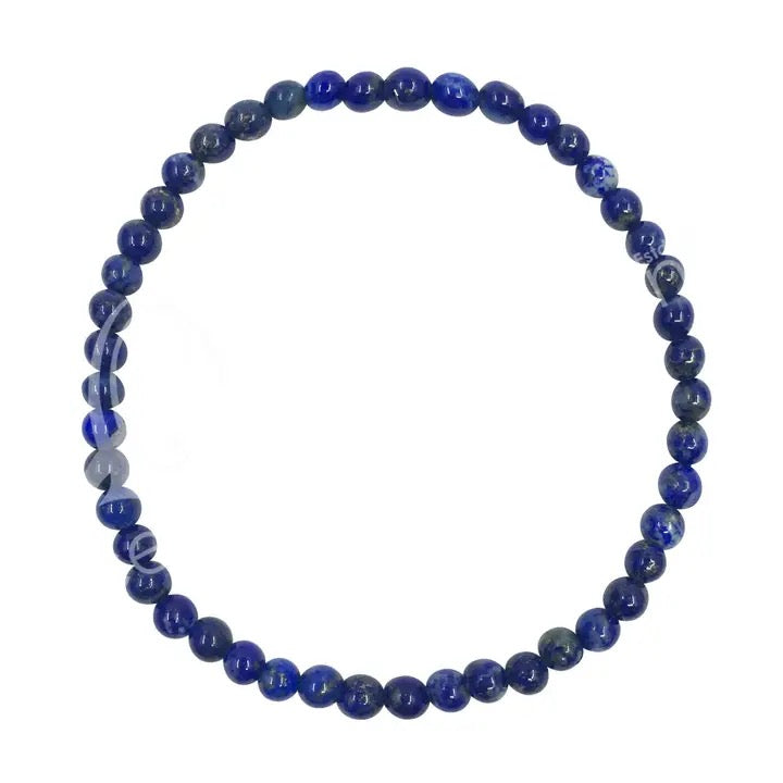 Blue beaded bracelet on a white background
