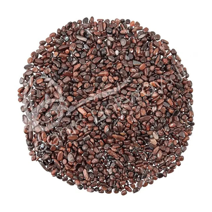 Tiger Eye Red Chips Tumbled on white background