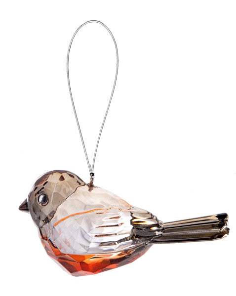 Ornament Birds Acrylic Assort brown