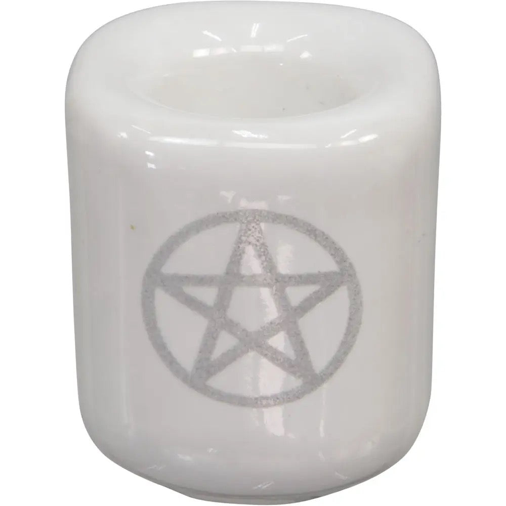 Candle Holder Chime White Silver Pent
