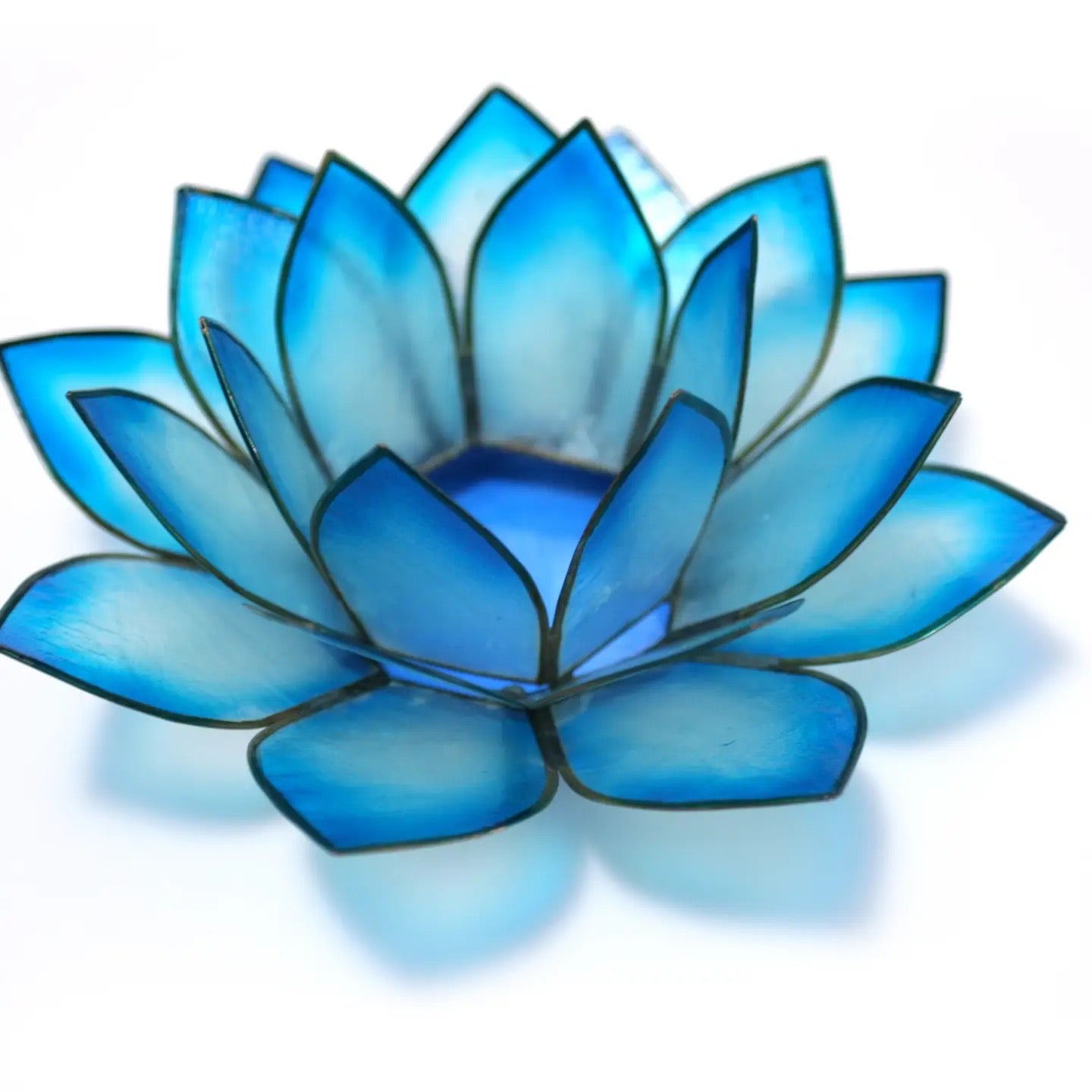 Candle Holder Lotus Light Blue