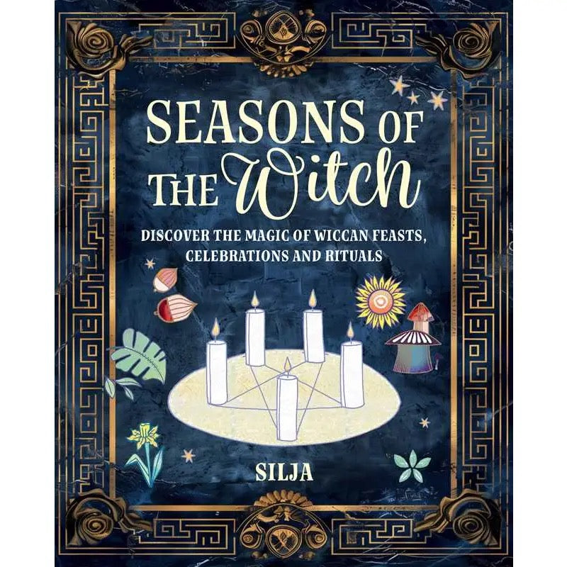 Book cover of 'Seasons of the Witch' with candles and decorative elements on a dark background