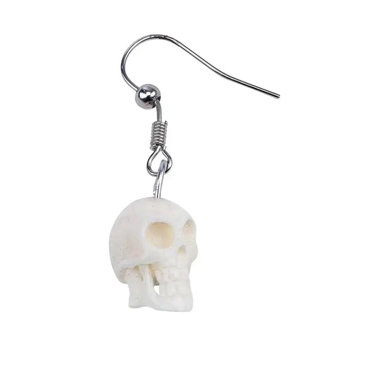 Skull-shaped earring on a white background