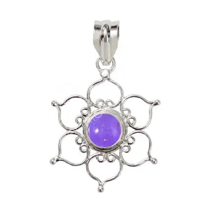 Pendant Lotus Amethyst on a white background