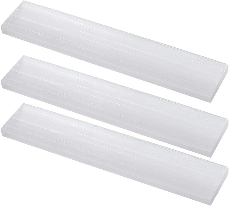 Three white rectangular filters on a white background