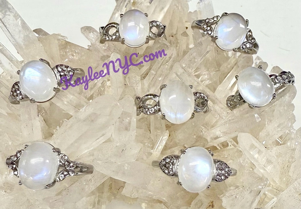 Ring Moonstone Oval Stainless Steel