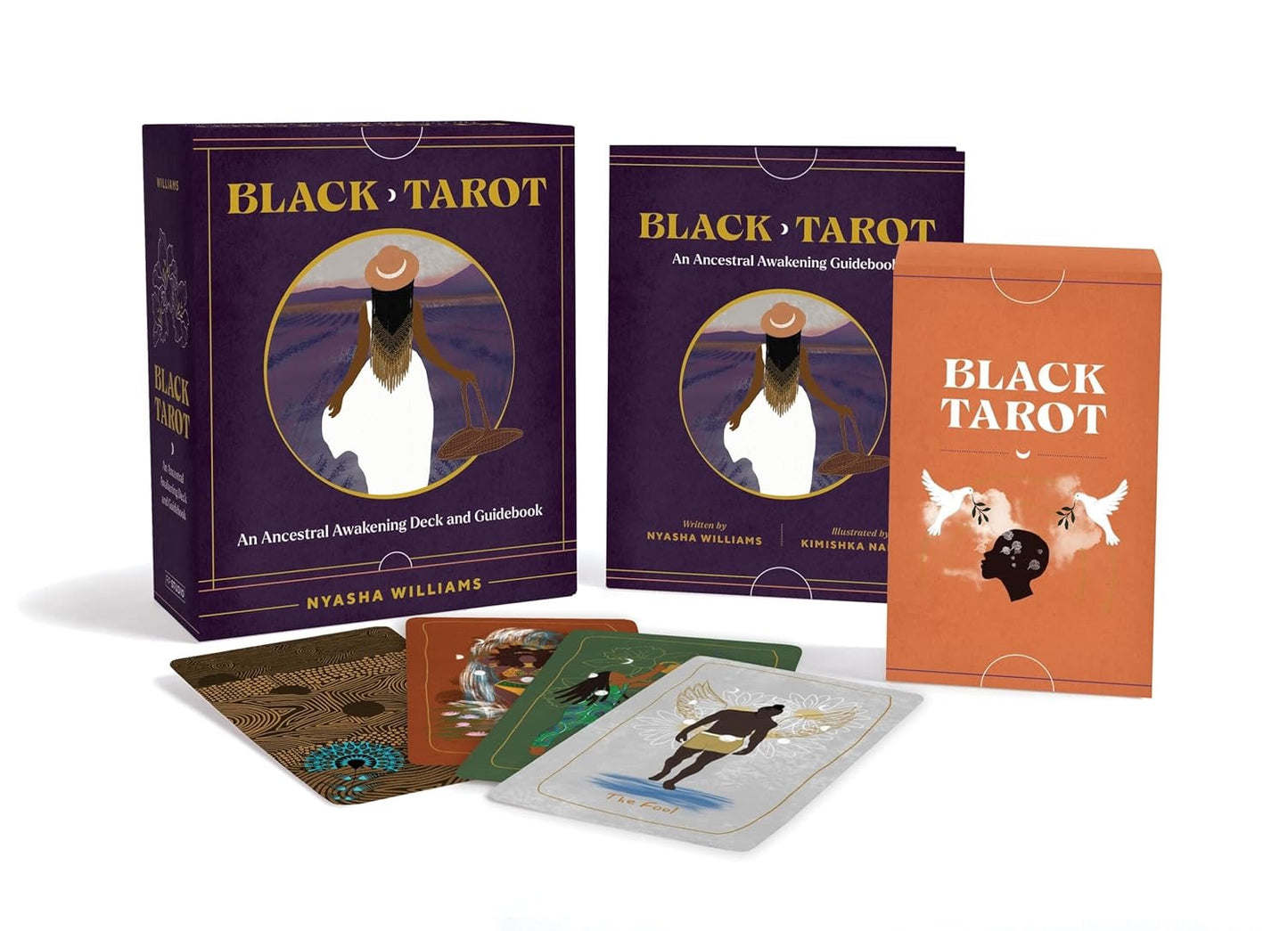 Image of box and four tarot cards