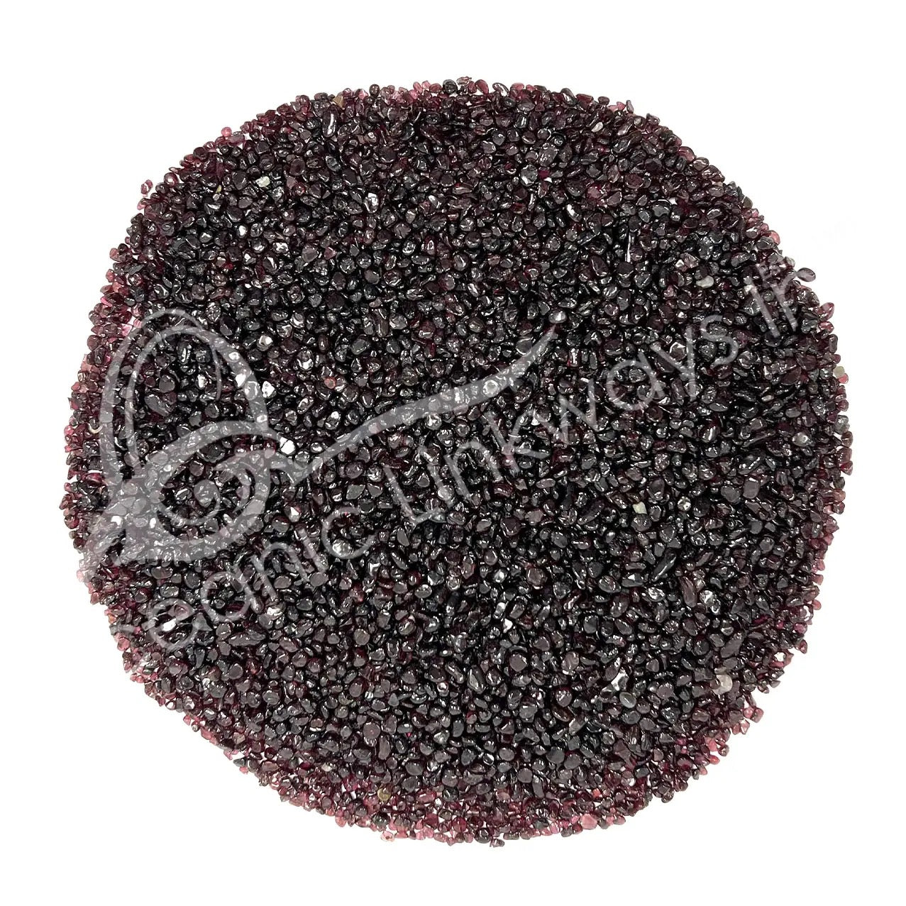 Garnet Chips Tumbled on a white background