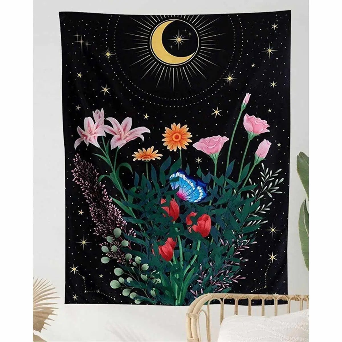 Tapestry Nighttime Bouquet Moon Floral 59 x 51 in