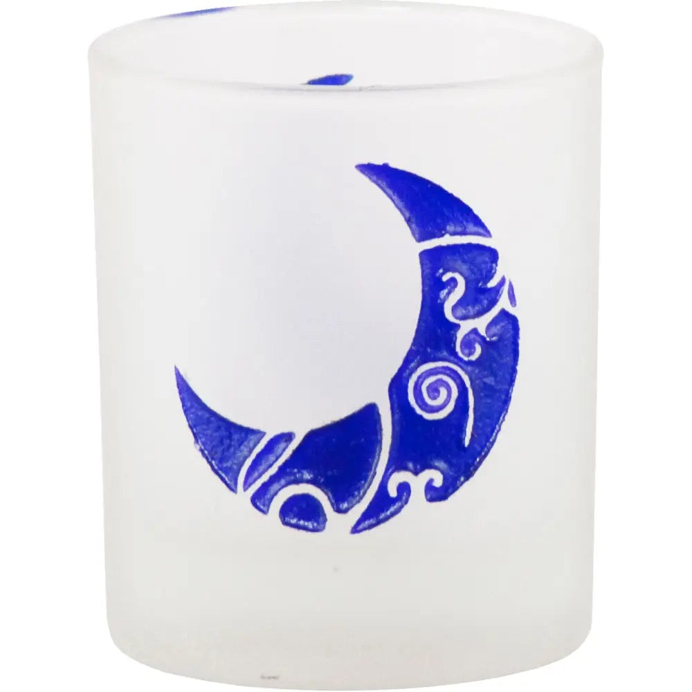 Candle Holder Votive Frosted Crescent