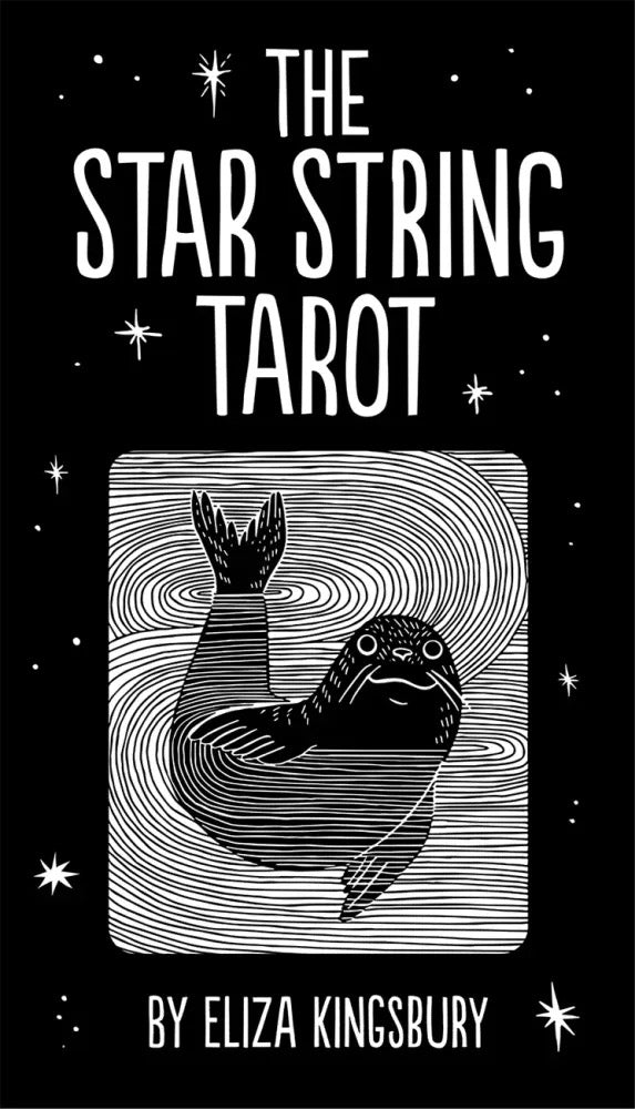 Cover of 'The Star String Tarot' by Eliza Kingsbury with a stylized illustration of a whale and starry background.