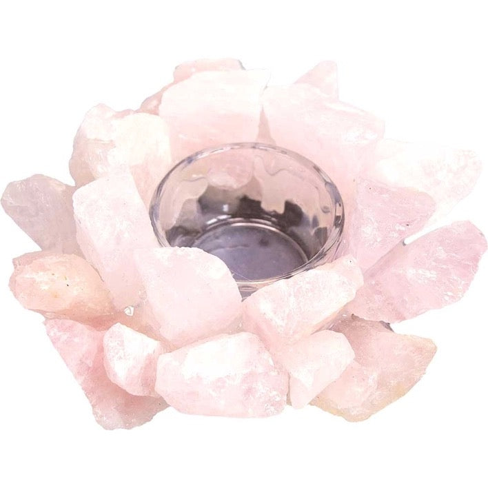Candle Holder Lotus Rose Quartz