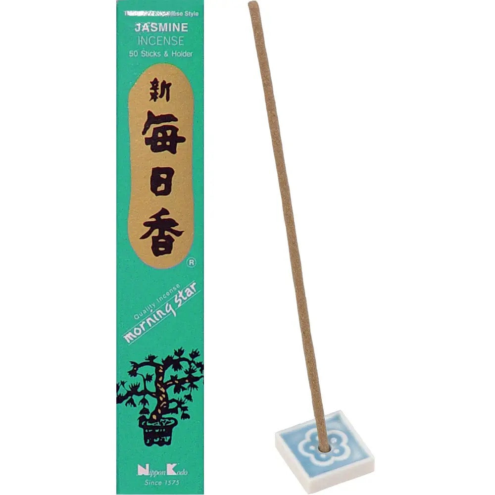 Jasmine incense stick with packaging on a white background