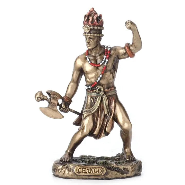Statue of a warrior with an axe on a white background