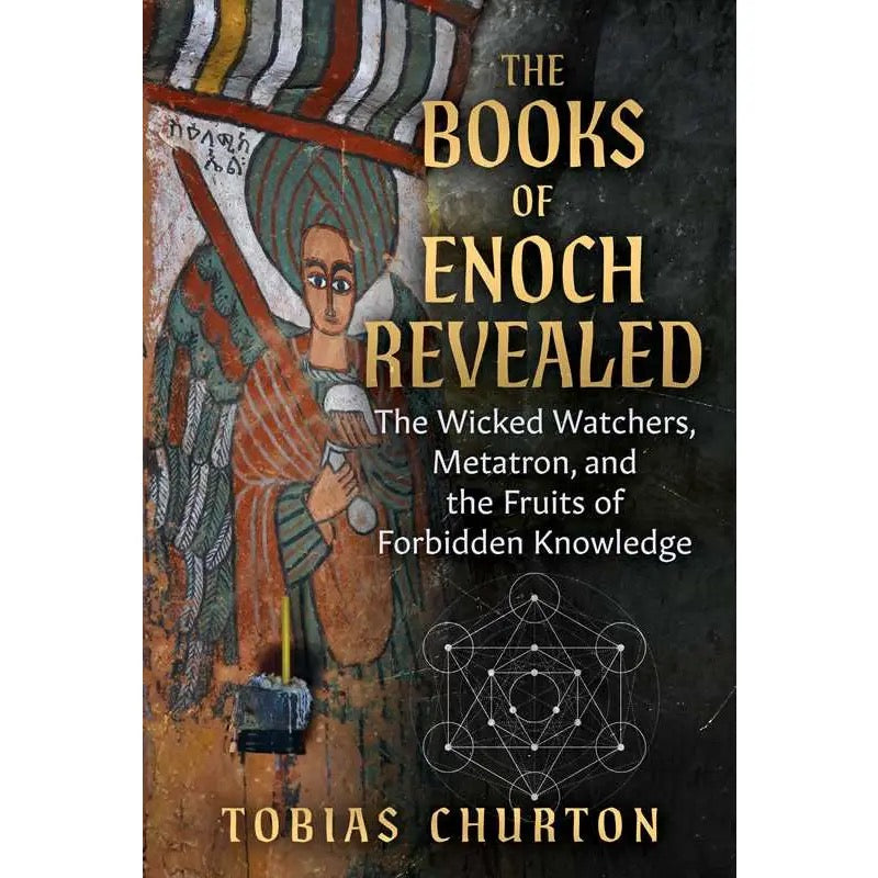 Book cover of 'The Books of Enoch Revealed' with a figure and text on a dark background