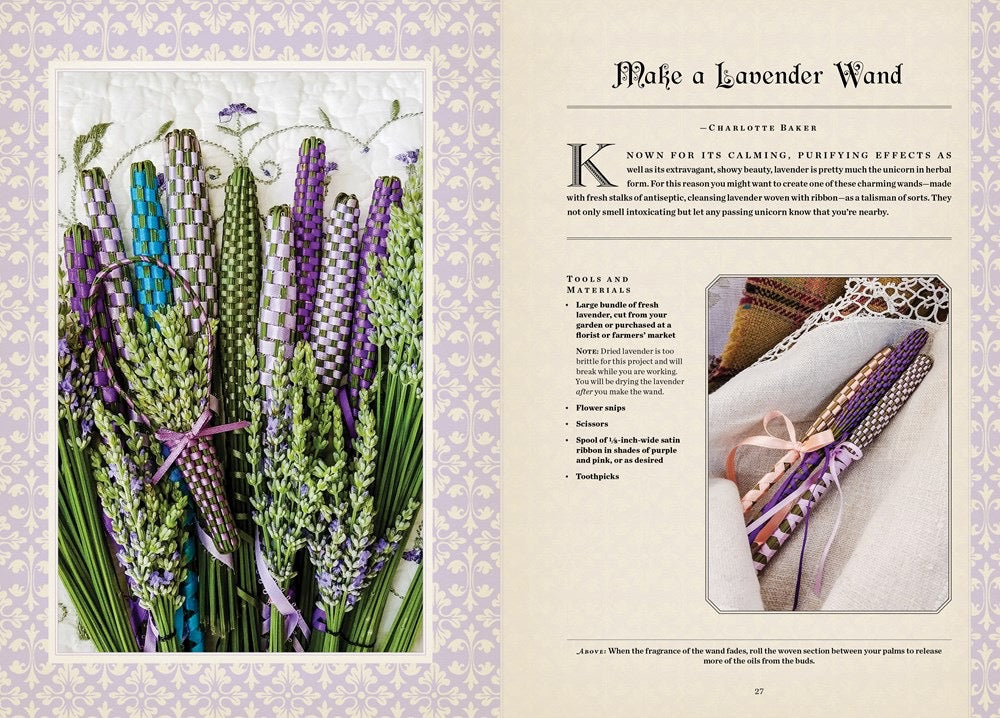 Unicorn Handbook page excerpt lavender wands