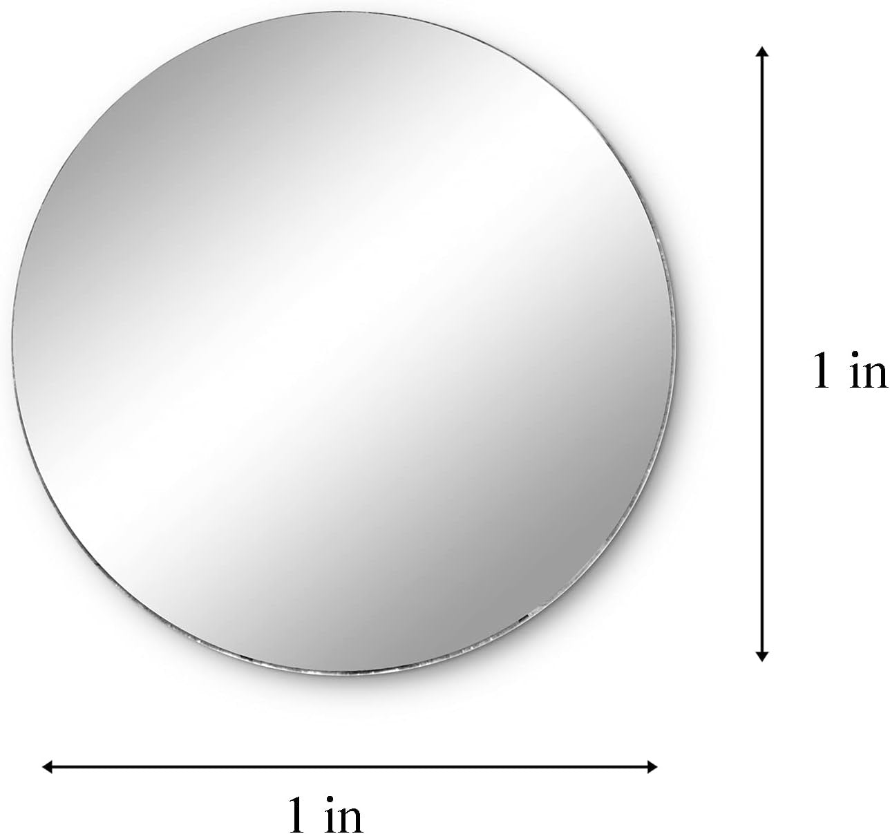 Round mirror with dimensions indicating 8-inch diameter on a white background