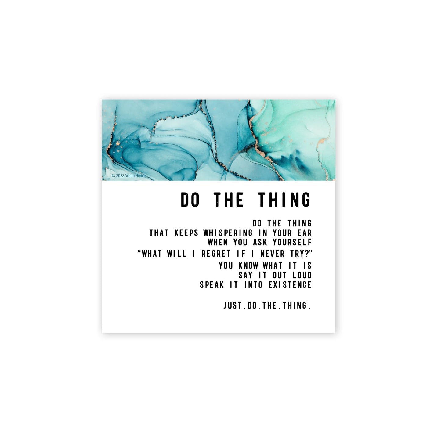 Inspirational words on flat magnet with abstract colored background.