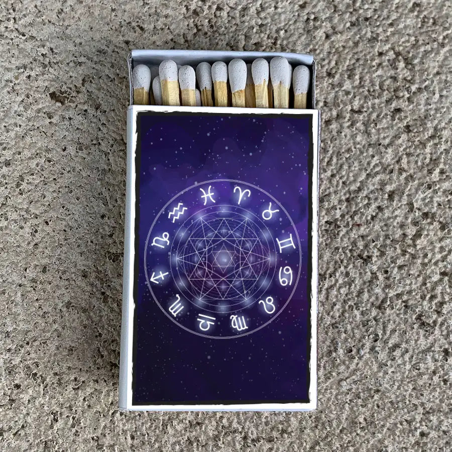 blue and white Zodiac Wheel