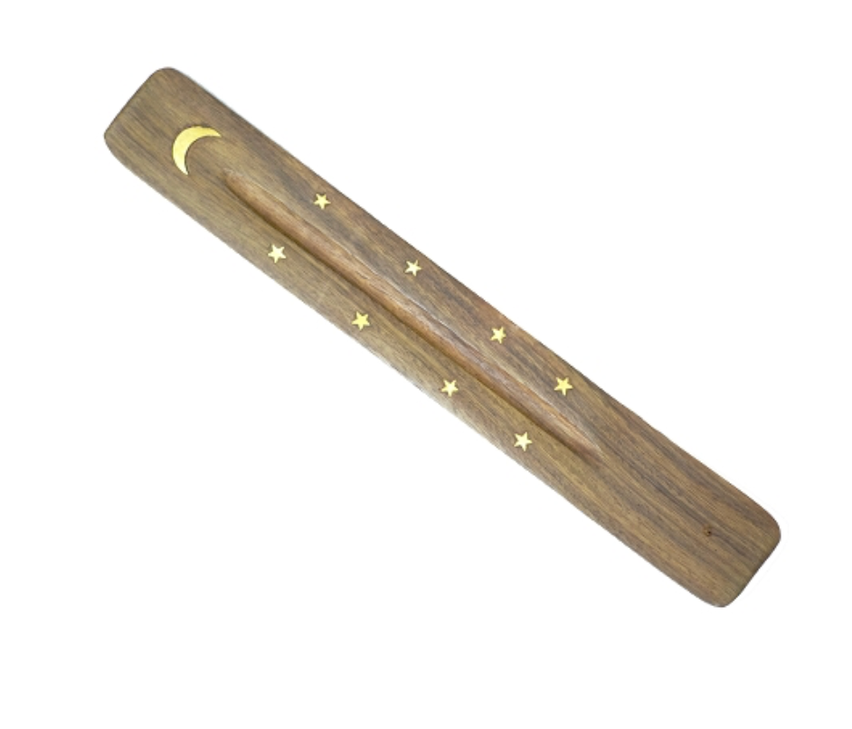 Incense Holder Moon Brass Inlay
