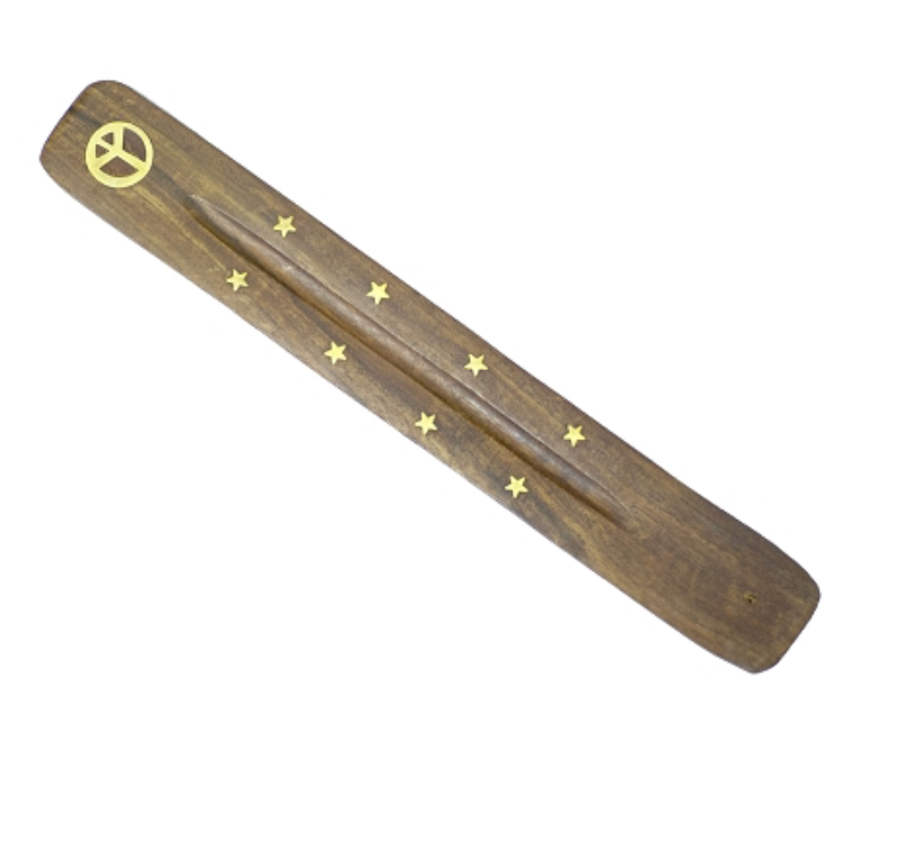 Incense Holder Peace Brass Inlay