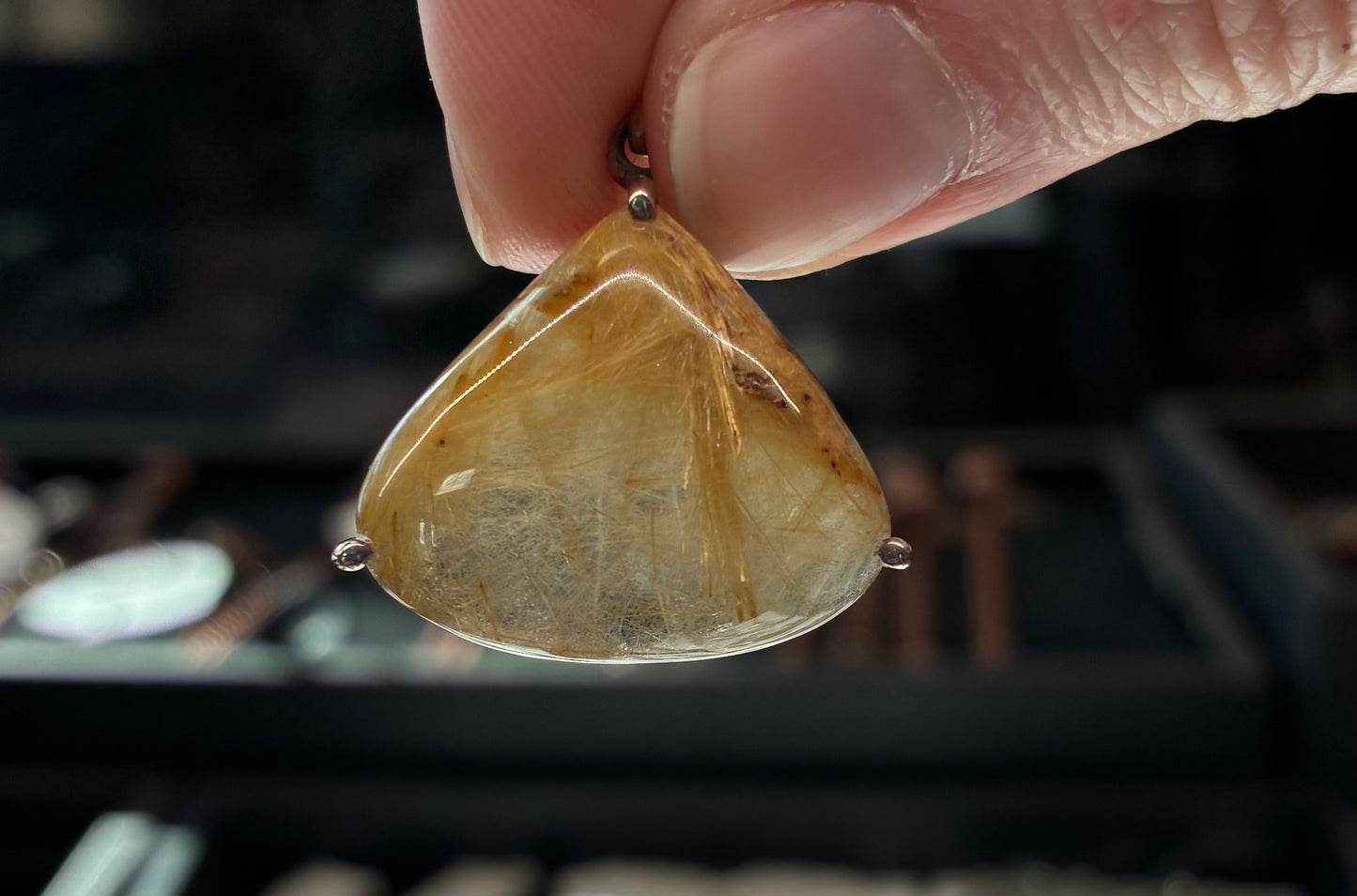 Golden Yellow Rutilated Quartz Pendant with sterling silver