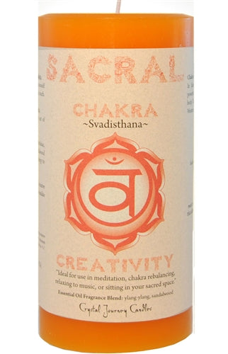 orange Candle Pillar Chakra Sacral 3 x 6