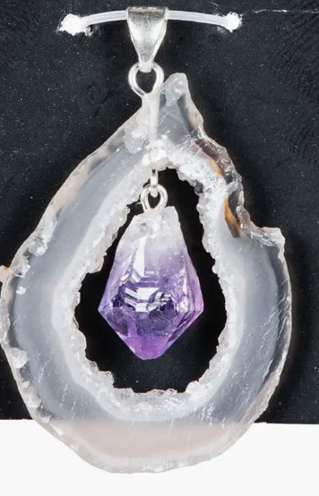 Pendant Geode Slice Amethyst