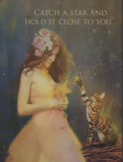 Greeting Card Star Heart Cat Birthday