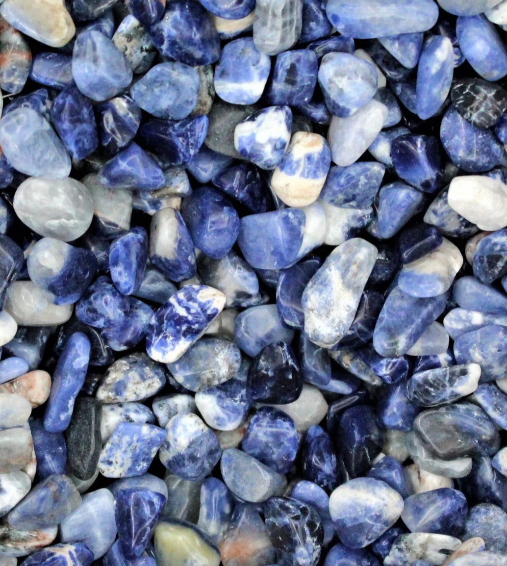 Close-up of blue and white pebbles