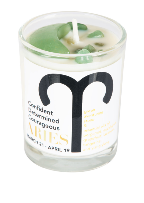 Candle Votive Zodiac Aries with aventurine