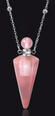 Necklace Pendulum Bottle Strawberry Quartz Silver