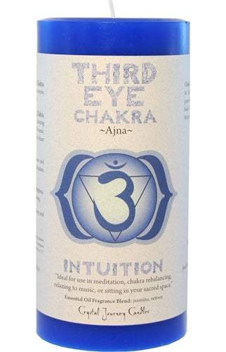 blue Candle Pillar Chakra Third Eye 3 x 6