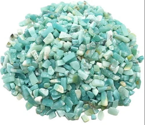 greenish blue and white stone tumbled smooth chips
