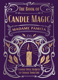 purple and white book cover with candle in center