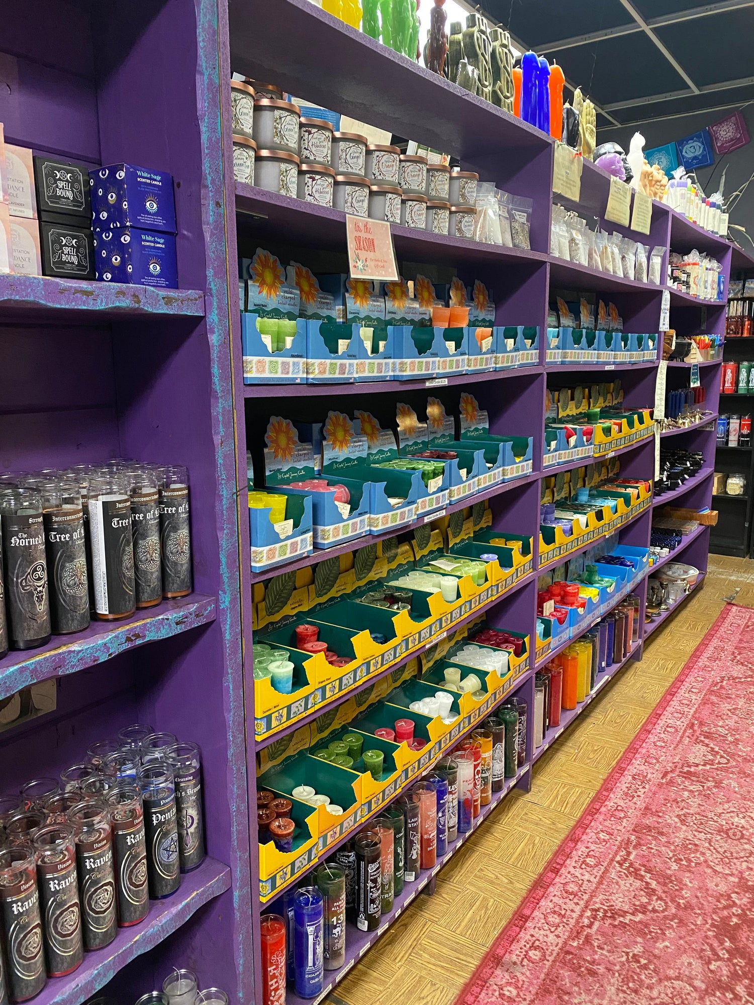 Candles on shelves