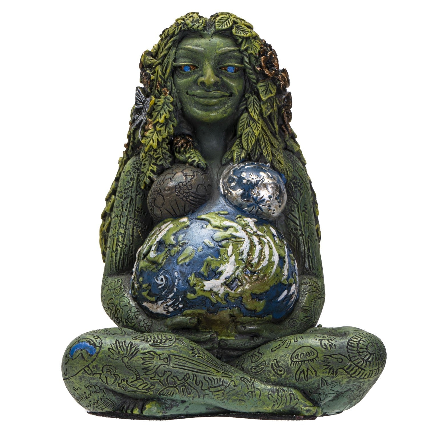 Gaia with earth belly green and leafy