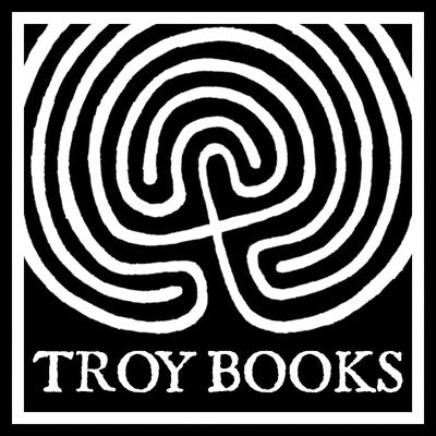 Logo A labyrinth with the words Troy Books