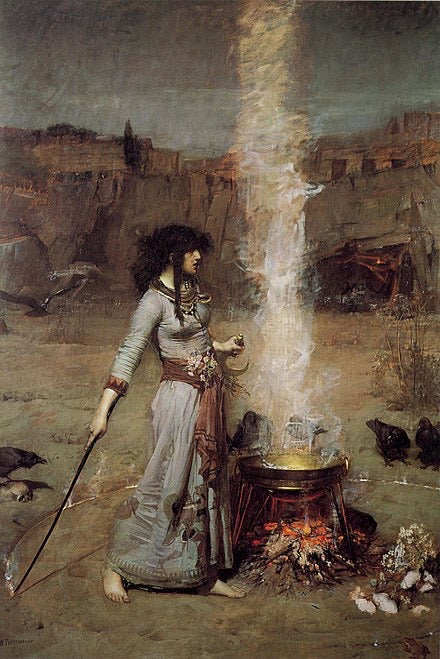 Woman with sword and cauldron